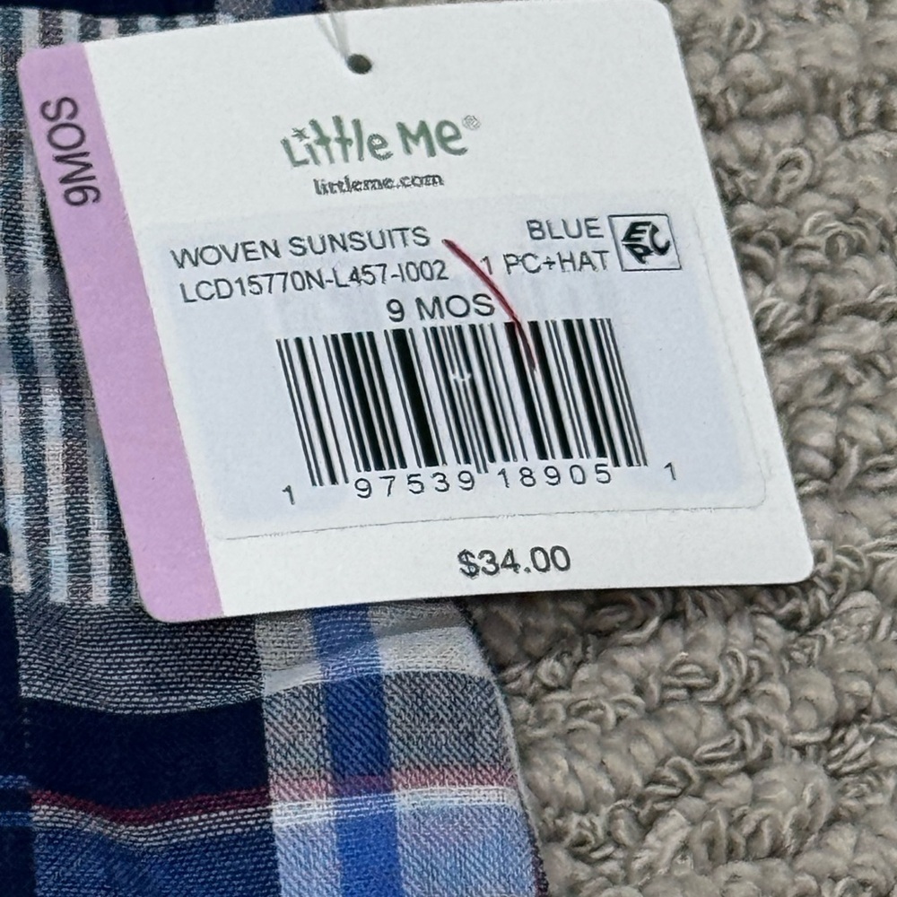 Little Me Nautical Plaid Baby Romper - Picture 4 of 4